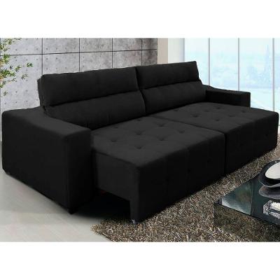 Sofá Top Lubeck 200cm Retrátil Reclinável Preto - WS