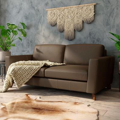 Sofá Sala De Estar Living 3 Lugares 240cm Presley Pés Madeira Couro Capuccino G52 - Gran Belo