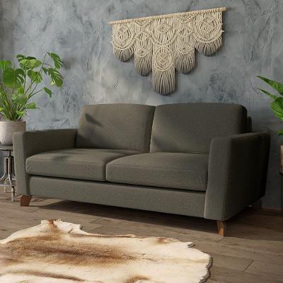 Sofá Sala De Estar Living 3 Lugares 280cm Presley Pés Madeira Linho Cinza G52 - Gran Belo