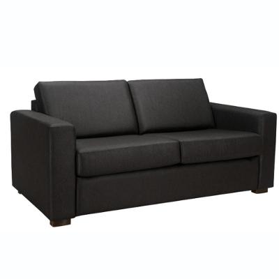 Sofá-cama 3 Lugares Mh-1174 Herval 201 Cm Colchão Casal Veludo Preto C Pé Madeira Amêndoa