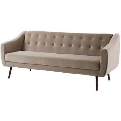 Sofá-Cama 3 Lugares Retrô Mimo Botonê Daf Móveis 210 Cm Madeira Eucalipto Veludo Fendi Base Madeira