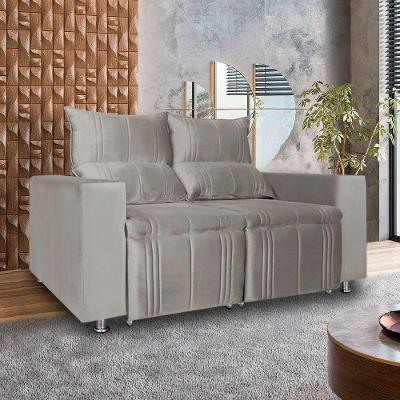 Sófa Retrátil E Reclinável 2 Lugares Madri Veludo Bege Speciale Home Bege