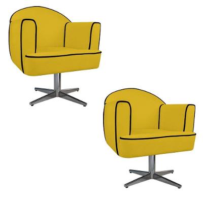 02 Poltronas Athena Base Giratória Metal Corano