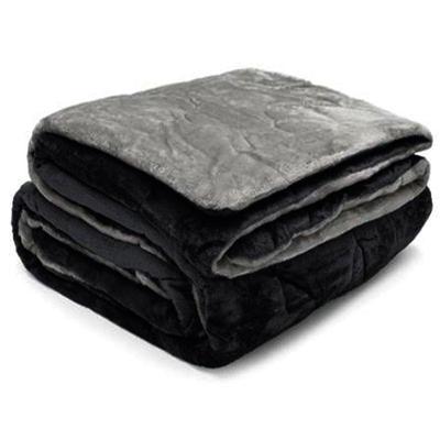Edredom Buettner King Plush Flannel Dupla Face 260Mx280M Preto E Metal Escuro