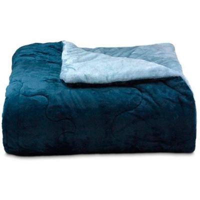 Edredom Buettner King Plush Flannel Dupla Face 260Mx280M Azul Jeans Escuro E Azul Jeans Claro