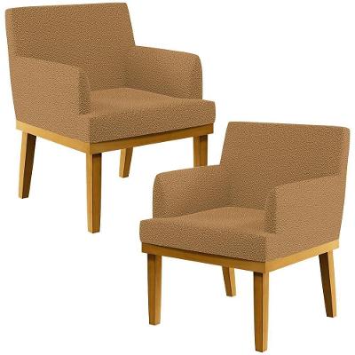 Kit 02 Poltronas Decorativa Para Sala De Estar E Recepção Beatriz W01 Bouclê Mostarda