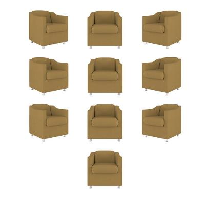 Kit 10 Poltronas Tilla Consultório Recepção Suede Balaqui Decor Cor:capuccino