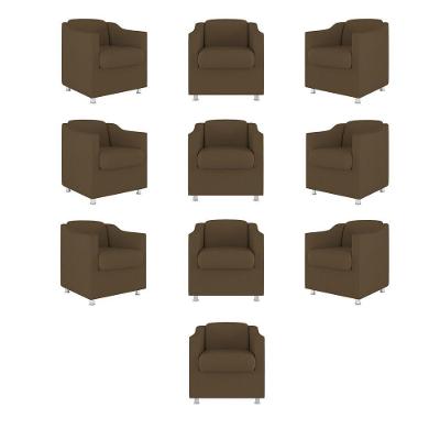 Kit 10 Poltronas Decorativas Recepção Clinica Suede Cor:marrom