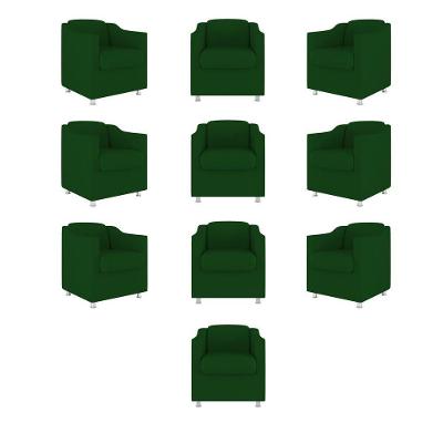 Kit 10 Poltronas Decorativas Recepção Clinica Suede Cor:verde