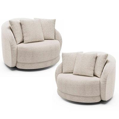 Kit 2 Poltronas Decorativa Giratória Para Sala Kaly M22 Bouclê Branco - Mpozenato