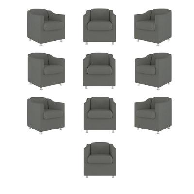 Kit 10 Poltronas Tilla Consultório Recepção Suede Balaqui Decor Cor:cinza