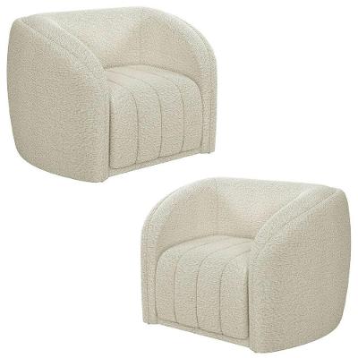 Kit 2 Poltronas Decorativa Para Sala 112cm Meris M22 Bouclê Cru - Mpozenato