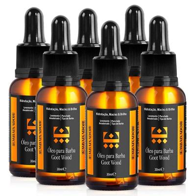 Kit 6 Óleo Hidratante Para Barba Goot Wood Embaixador 30Ml