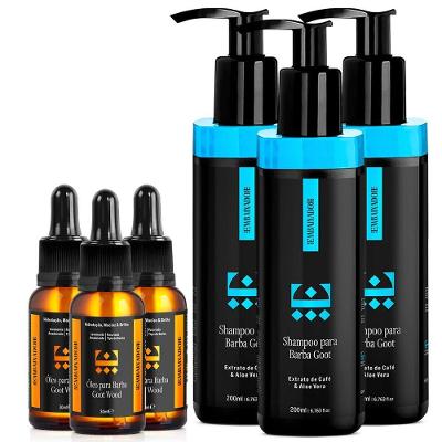 Kit 03 Óleo Barba Goot Wood + 03 Shampoo Barba Goot Embaixador 200Ml