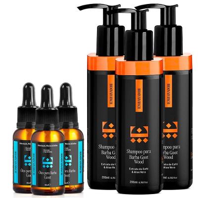 Kit 03 Óleo Para Barba Goot + 03 Shampoo Barba Goot Wood Embaixador 200Ml