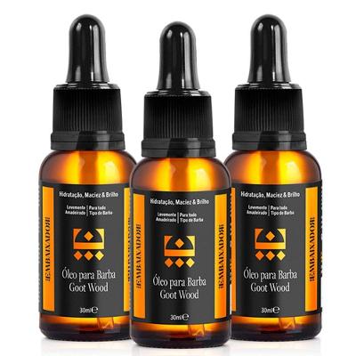 Kit 3 Óleo Hidratante Para Barba Goot Wood Embaixador 30Ml