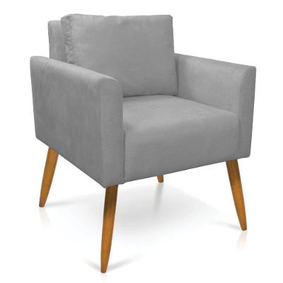 Poltrona Aline Suede Pés Palito Castanho - D'rossi Cor Cinza