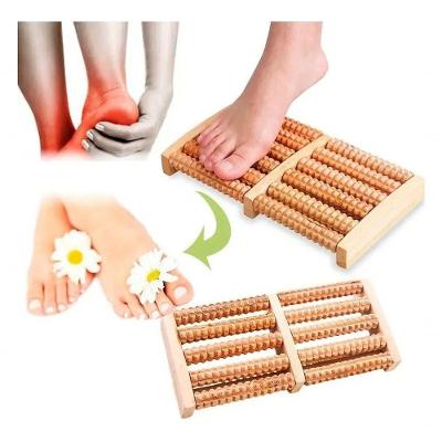 Massageador De Madeira Para Os Pés Grande Com 6 Rolos Levemente Curvado .