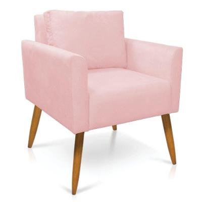 Poltrona Aline Suede Pés Palito Castanho - D'rossi Cor Rosa Bebê