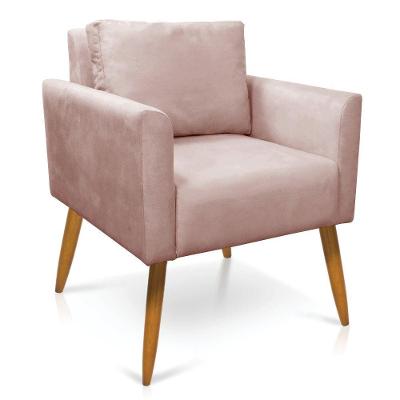 Poltrona Aline Veludo Pés Palito Castanho - D'rossi Cor Rose