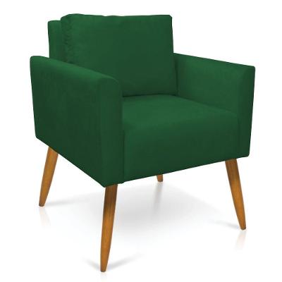 Poltrona Aline Suede Pés Palito Castanho - D'rossi Cor Verde
