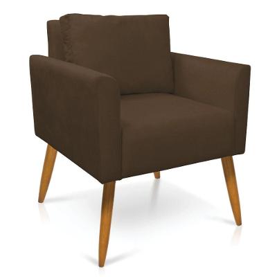 Poltrona Aline Suede Pés Palito Castanho - D'rossi Cor Marrom