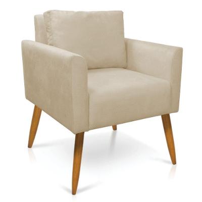 Poltrona Aline Suede Pés Palito Castanho - D'rossi Cor Bege