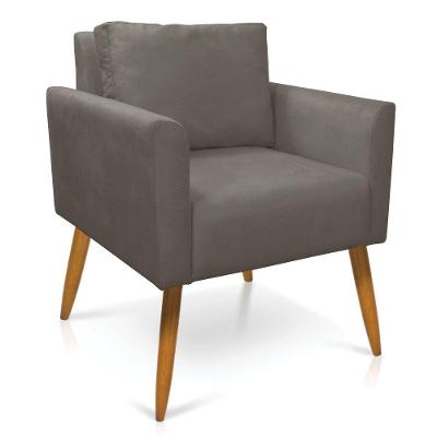 Poltrona Aline Suede Pés Palito Castanho - D'rossi Cor Grafite
