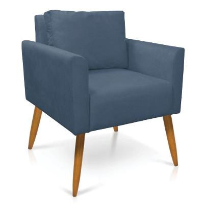Poltrona Aline Suede Pés Palito Castanho - D'rossi Cor Azul Marinho