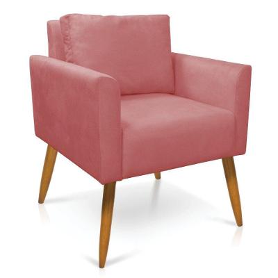 Poltrona Aline Suede Pés Palito Castanho - D'rossi Cor Rose