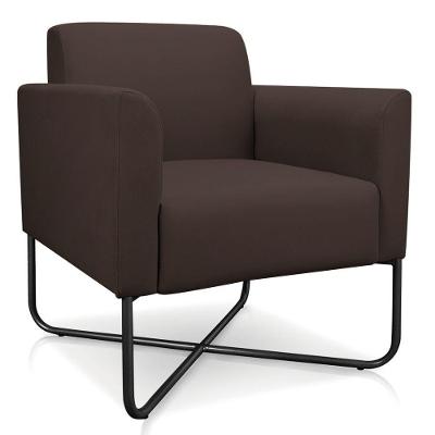 Poltrona Decorativa Base Industrial X Preta Maressa S06 Suede Marrom
