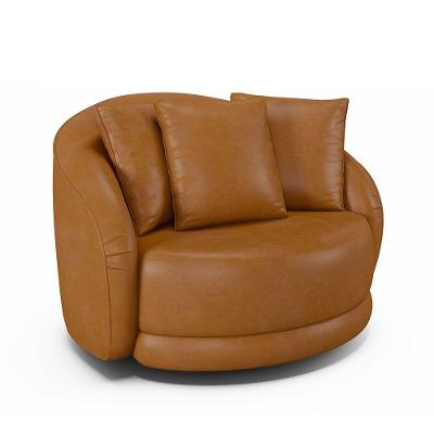 Poltrona Decorativa Giratória Para Sala 122cm Kaly M22 Sintético Caramelo - Mpozenato