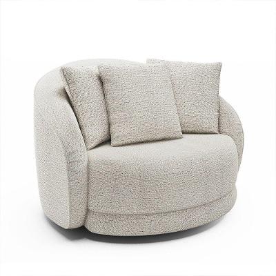 Poltrona Decorativa Giratória Para Sala 122cm Kaly M22 Bouclê Branco - Mpozenato
