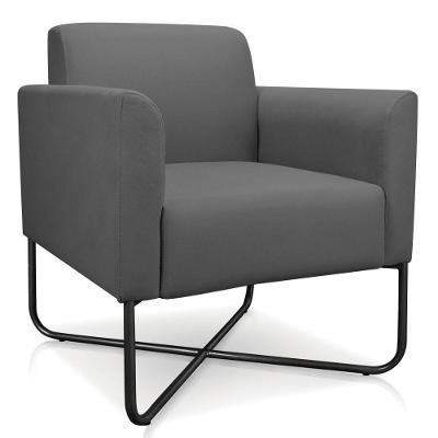 Poltrona Decorativa Base Industrial X Preta Maressa S08 Suede Grafite
