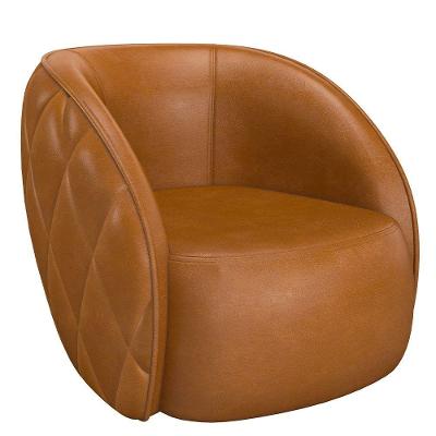 Poltrona Decorativa Para Sala 90cm Tressê Zion M22 Sintético Caramelo - Mpozenato