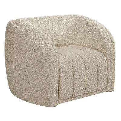 Poltrona Decorativa Para Sala 112cm Meris M22 Bouclê Bege - Mpozenato