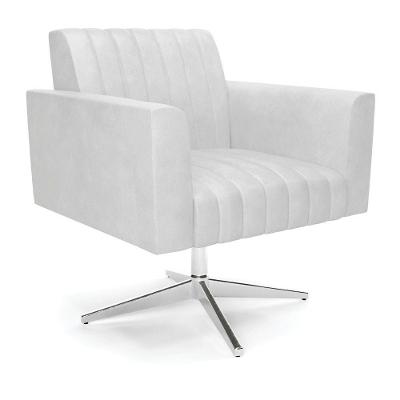 Poltrona Giratória Viena Gomada Corano Base Cromada - D'rossi Cor Branco