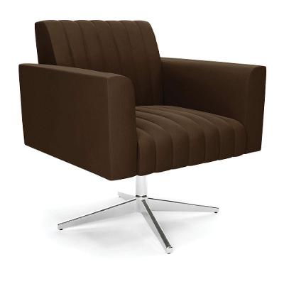 Poltrona Giratória Viena Gomada Suede Base Cromada - D'rossi Cor Marrom