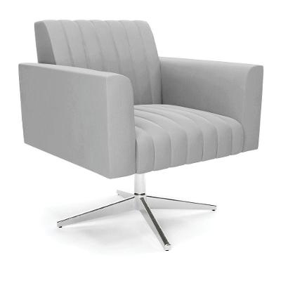 Poltrona Giratória Viena Gomada Suede Base Cromada - D'rossi Cor Cinza