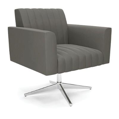 Poltrona Giratória Viena Gomada Suede Base Cromada - D'rossi Cor Grafite