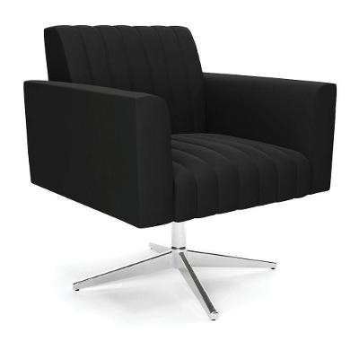 Poltrona Giratória Viena Gomada Suede Base Cromada - D'rossi Cor Preto