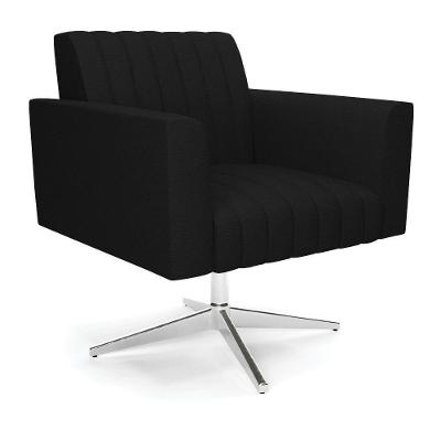 Poltrona Giratória Viena Gomada Linho Base Cromada - D'rossi Cor A79 Preto