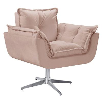Poltrona Opala Giratória Alumínio Suede Cappuccino.