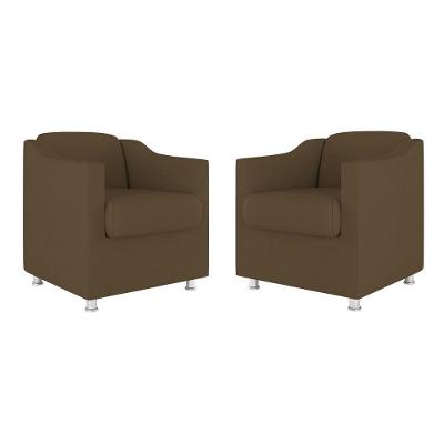 Kit 02 Poltronas Decorativas Clinica Tecido Suede Balaqui Cor:Marrom