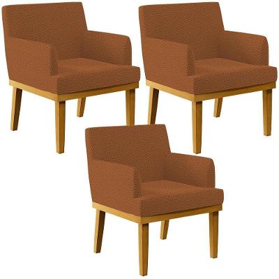Kit 03 Poltronas Decorativa Para Sala De Estar E Recepção Beatriz W01 Bouclê Terracota