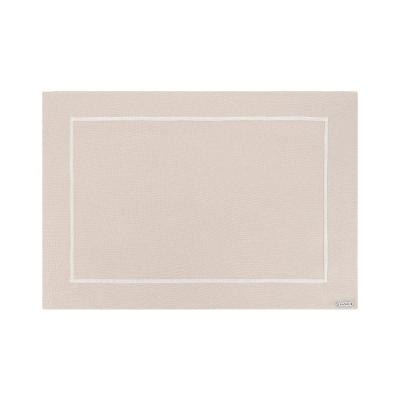 Lugar Americano Em Tecido Jacquard Barra Bordada 50x36cm Mameg Liso Bege