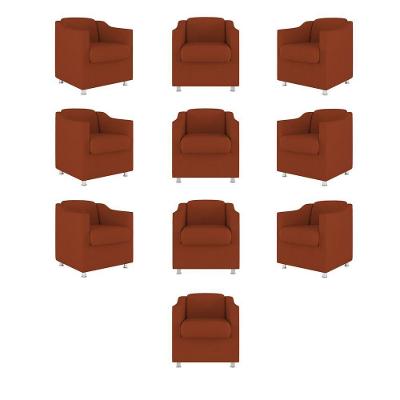 Kit 10 Poltronas Decorativas Recepção Clinica Suede Cor:terracota