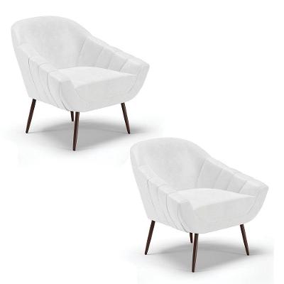 Kit 02 Poltronas Corano Branco Pés Palito Ferro