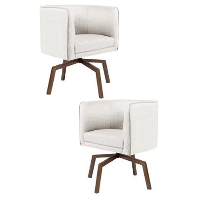 2 Poltronas Ka Madeira Betina B443 Linho Bege