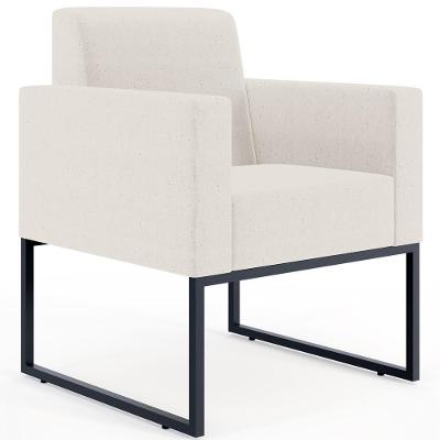 Poltrona Base Fixa De Metal Linho Cru